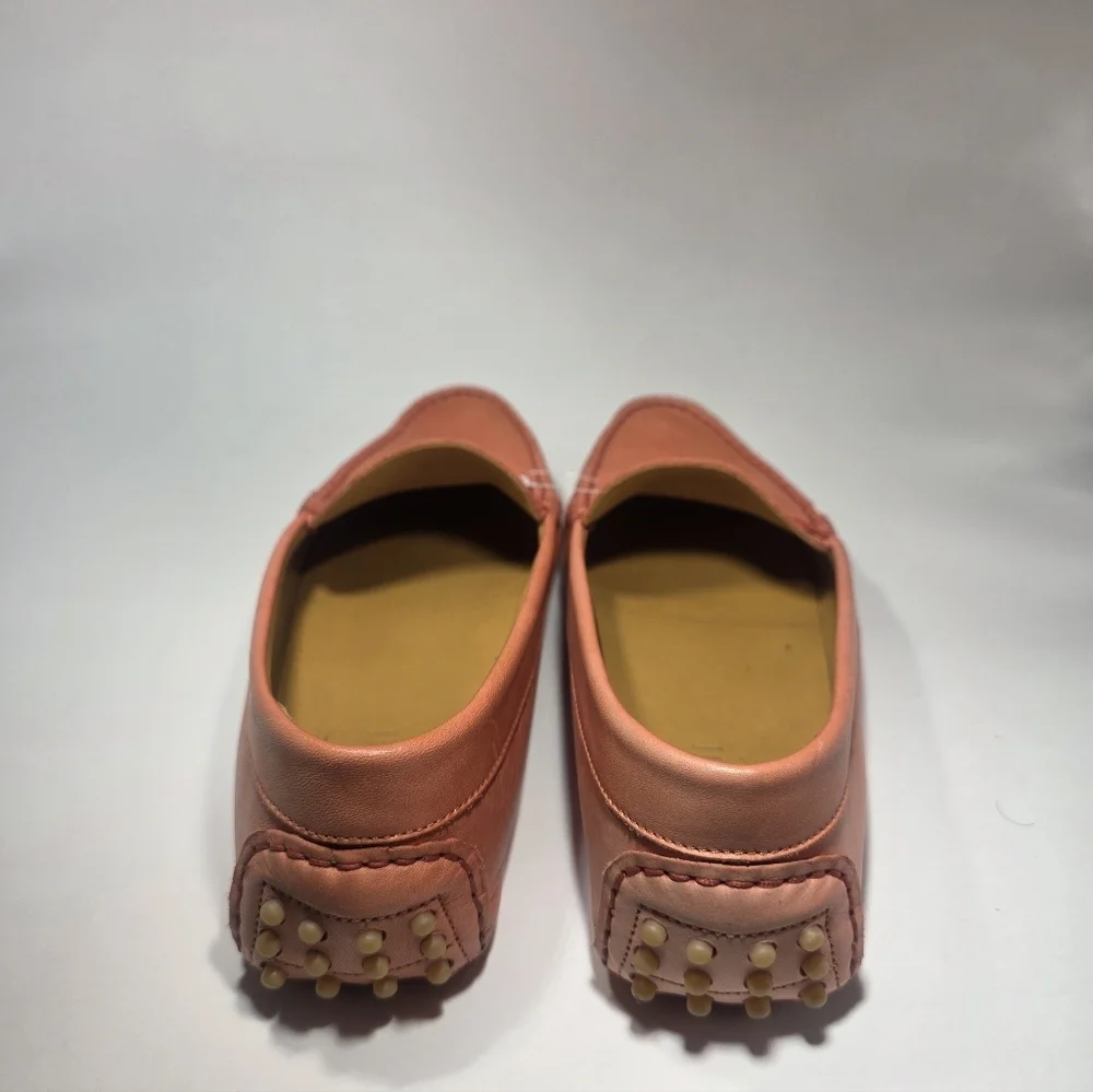 M.Gemi Women's Peach Leather Loafer Flats Made In Italy Size 37 US 7 Slip On